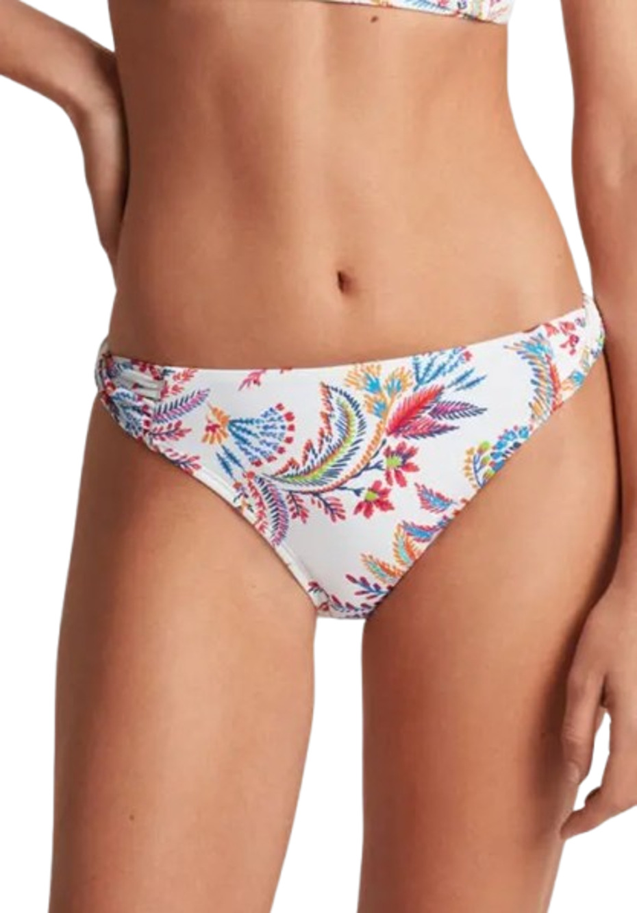 LAUREN RALPH LAUREN Fleurette Hipster Bikini Bottom Size 8 White Twist Side NWT